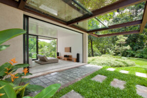 Estrutura metálica com vidro Açovip